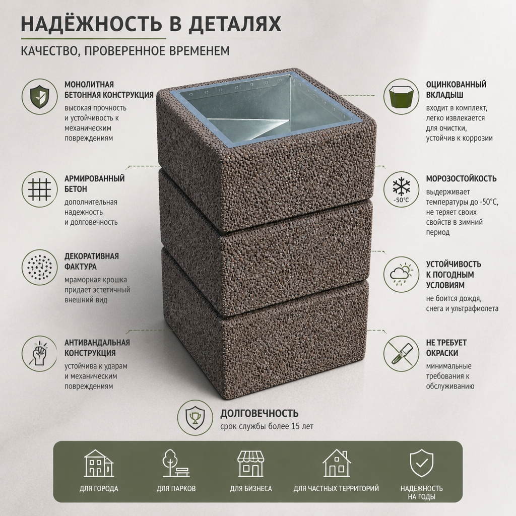Урна бетонная уличная