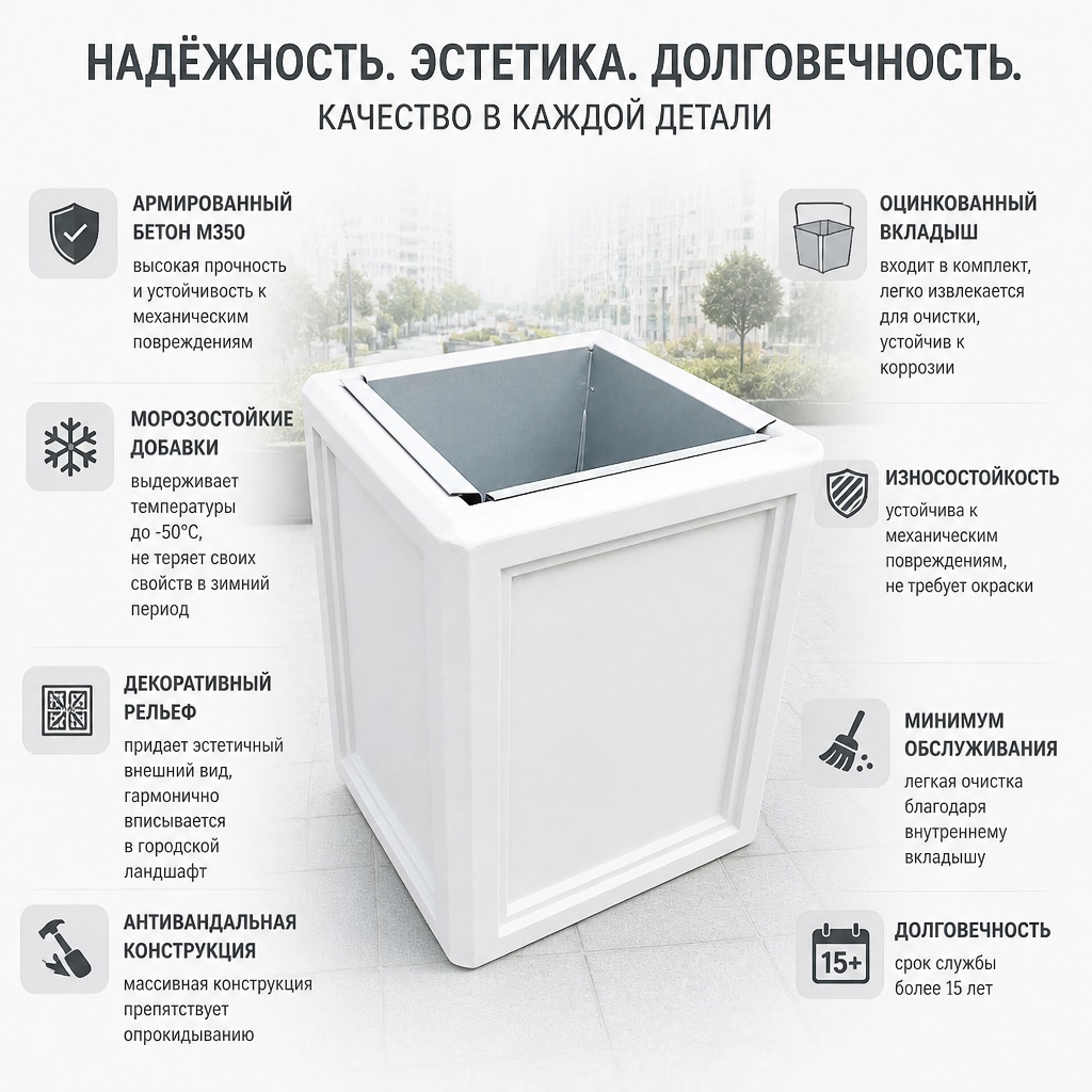 Бетонная урна с рельефом