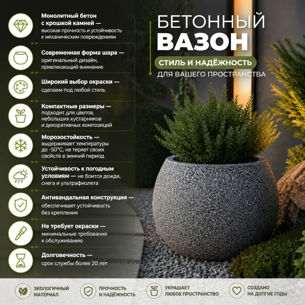 Вазон бетонный шар