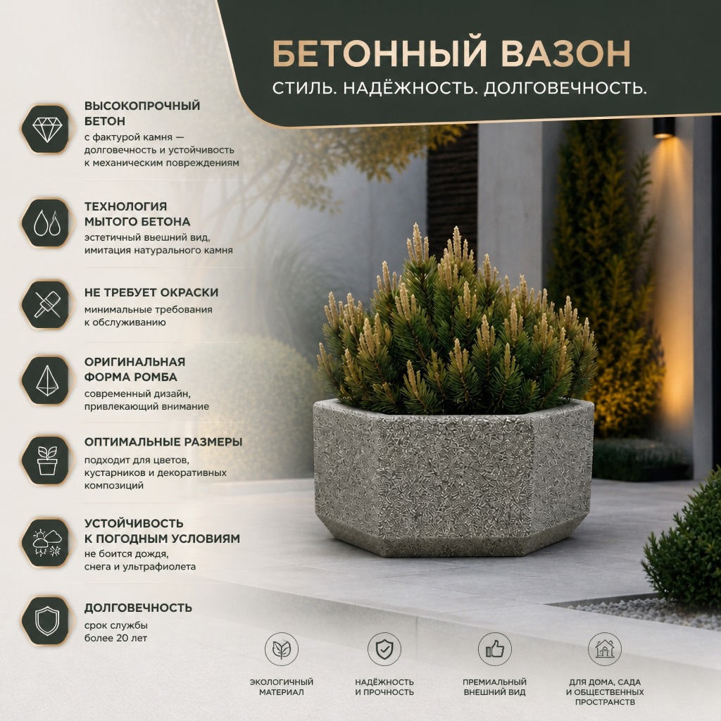 Вазон бетонный для цветов