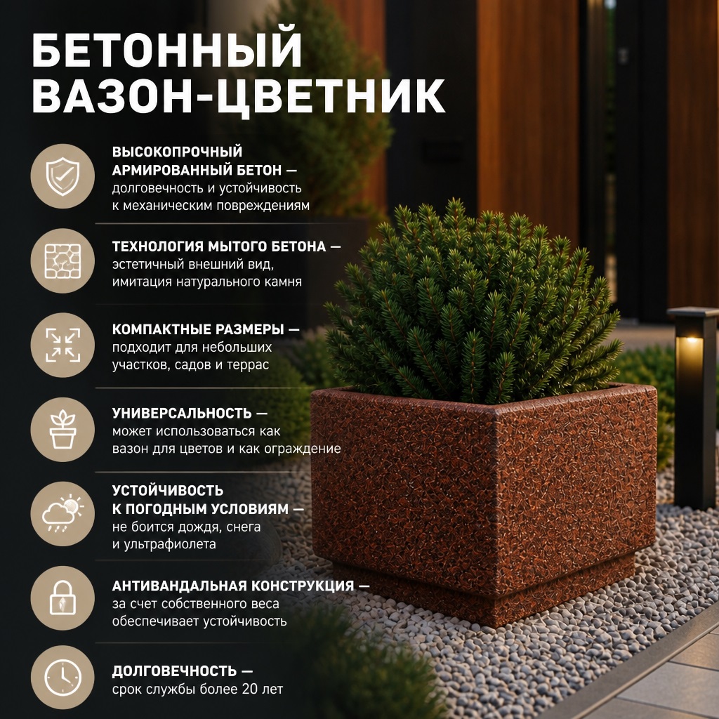 Вазон цветник бетонный