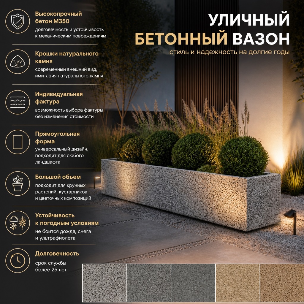 Бетонный уличный вазон