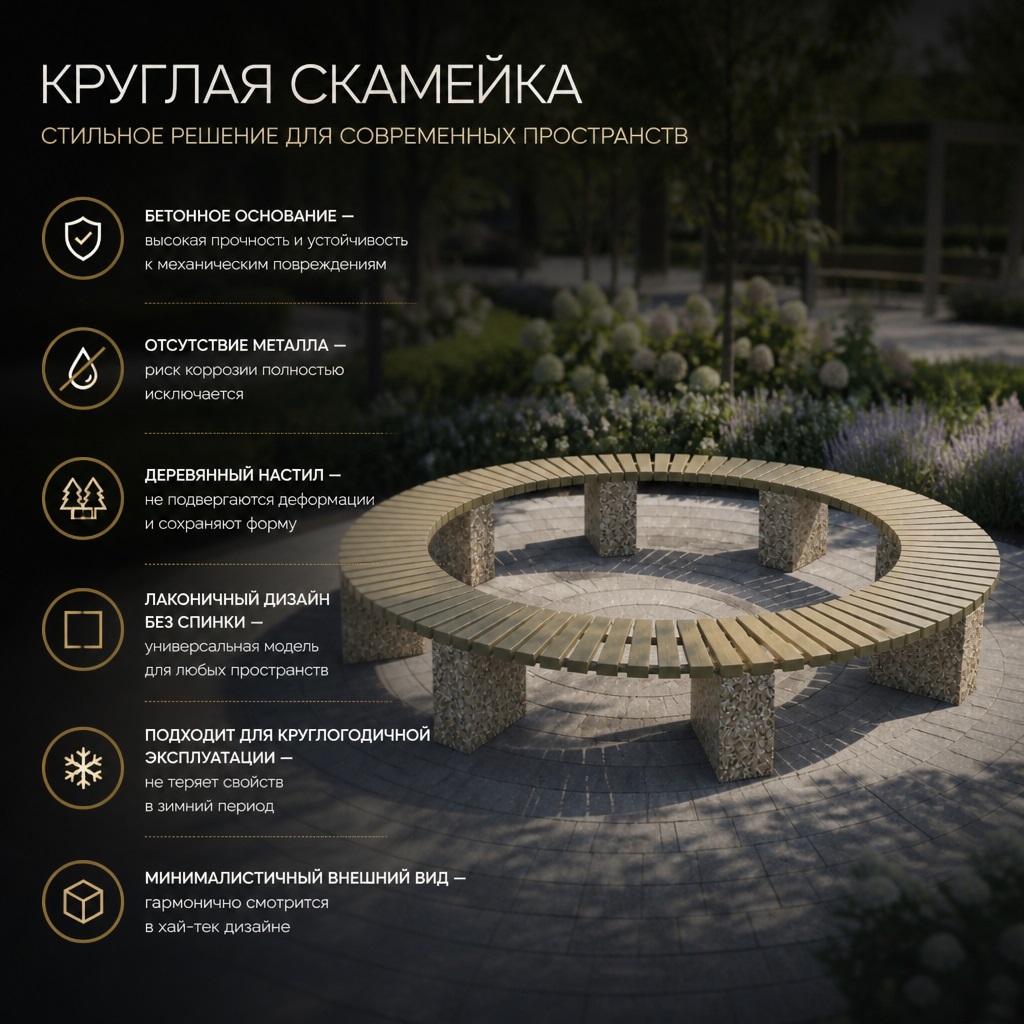 Скамейка бетонная круглая