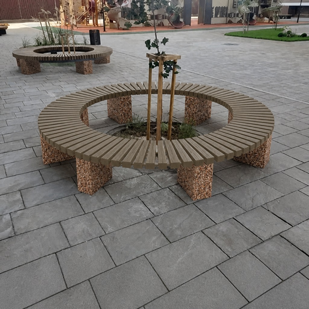 Скамейка бетонная круглая