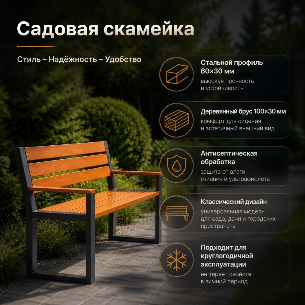 Металлическая садовая скамейка