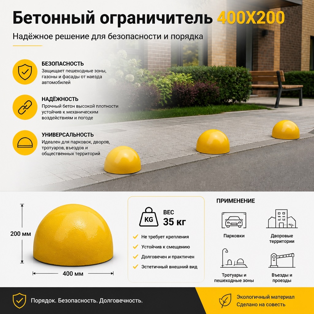 Ограничитель парковки полусфера бетонная