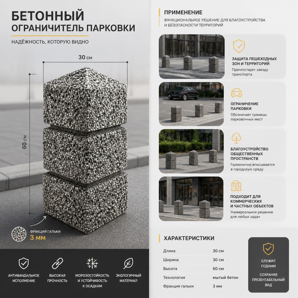 Бетонный столбик для забора и ограждения