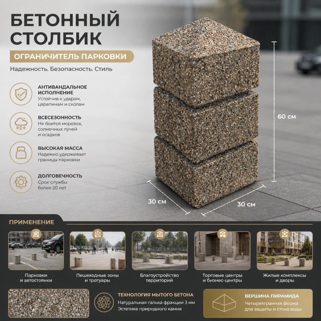 Бетонные столбики для парковки