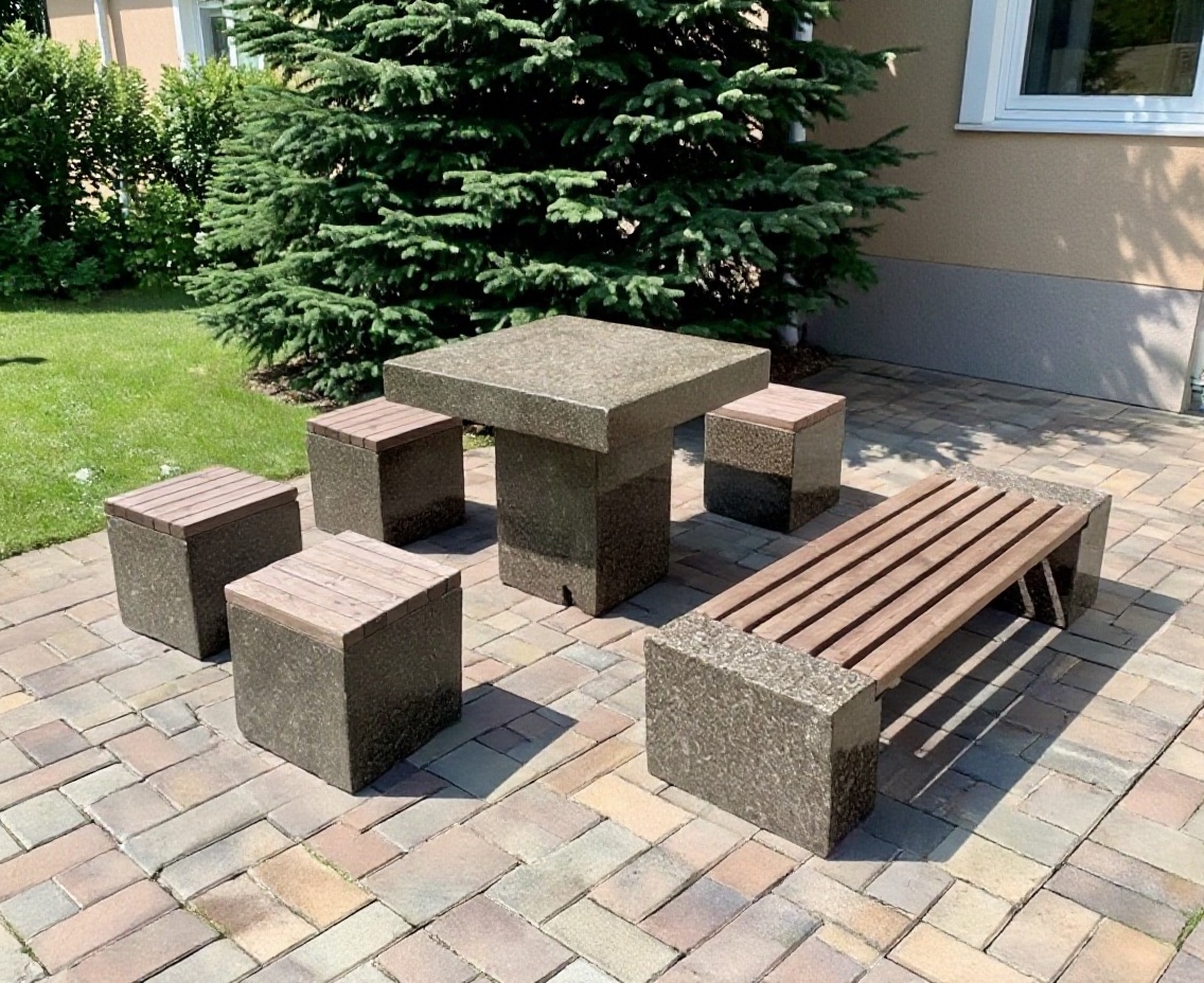 Бетонная садовая мебель